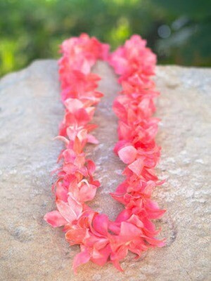DYED PINK ON WHITE ORCHID LEI (SINGLE)