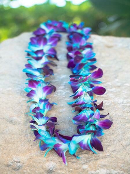 DYED BLUE ON PURPLE ORCHID LEI (SINGLE)