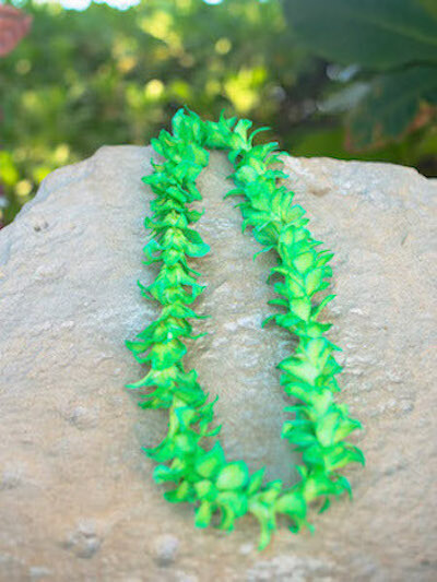DYED GREEN ON WHITE ORCHID LEI (SINGLE)