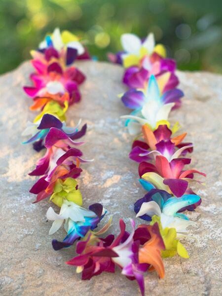 Unique Rainbow Dyed Orchid Single Lei| Buy Hawaiian Lei