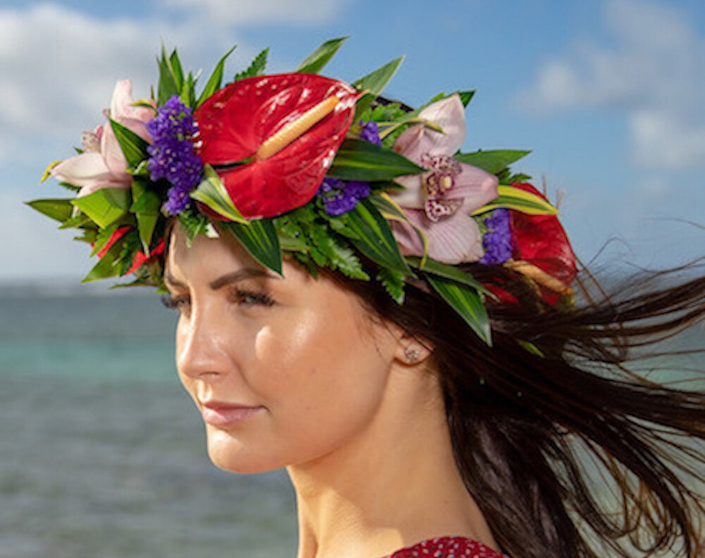 Hawaiian Party Luau Unisex Mix Silk Dark Colorful Bougainvillea Haku Head Lei 