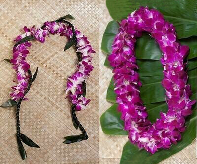 GRADUATION LEI 2 PACK (TI LEAF WITH ORCHID)