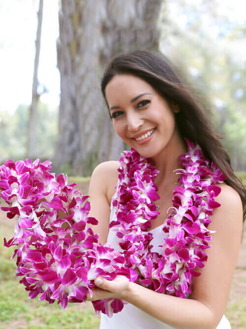 PURPLE ORCHID SINGLE LEI BULK 100 PACK WITH FREE SHIPPING