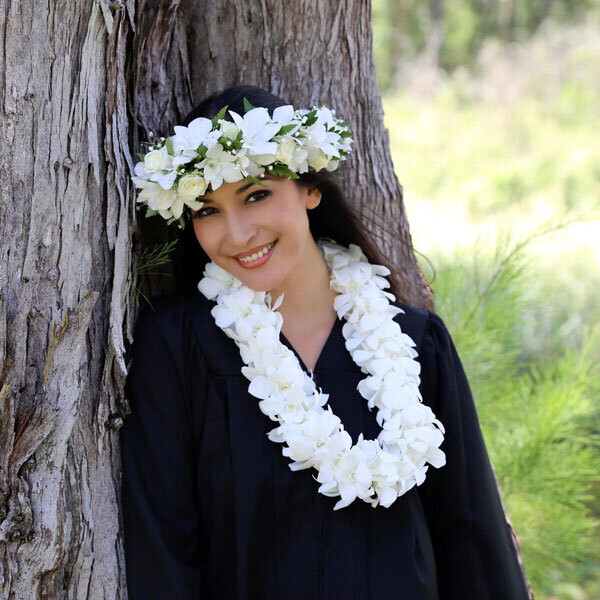 DOUBLE WHITE ORCHID LEI - LEI ONLY