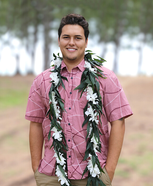 MAILE STYLE TI LEAF LEI WITH ORCHID LEI WRAP