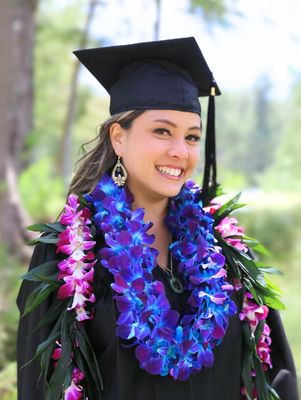 blue double lei &amp; Maile ti leaf graduation leis 