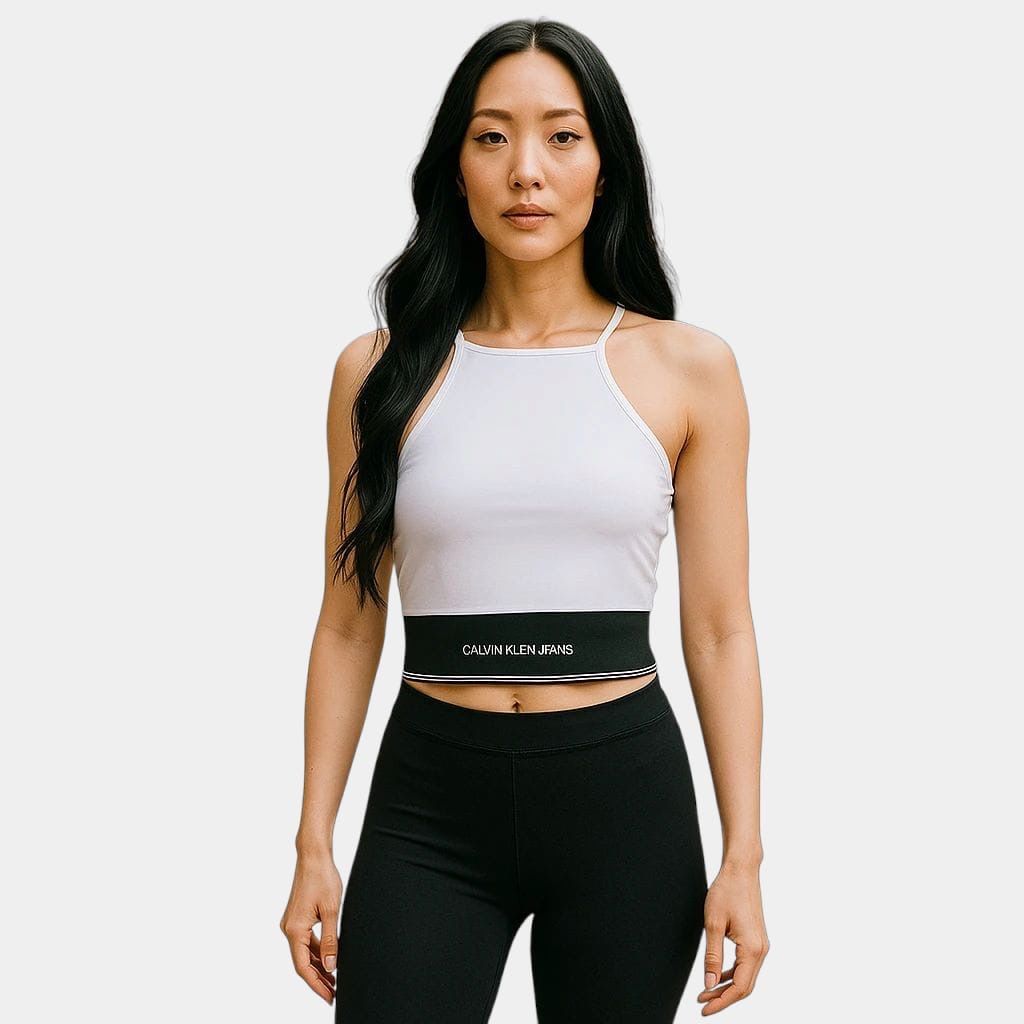 TOP COURT A BRETELLES CALVIN KLEIN BLANC