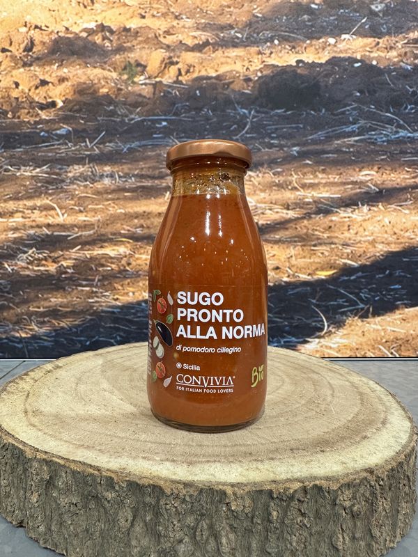 Sugo pronto di pomodore ciliegino alla Norma BIO 250g Sugo pronto di pomodore ciliegino alla Norma BIO 250g