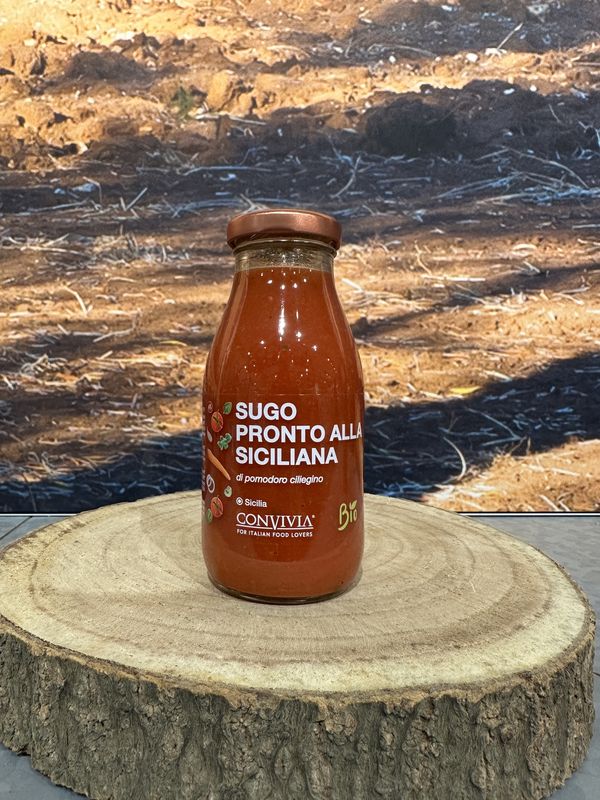 Sugo pronto di pomodoro ciliegino alla Siciliana BIO 250g Sugo pronto di pomodoro ciliegino alla Siciliana BIO 250g