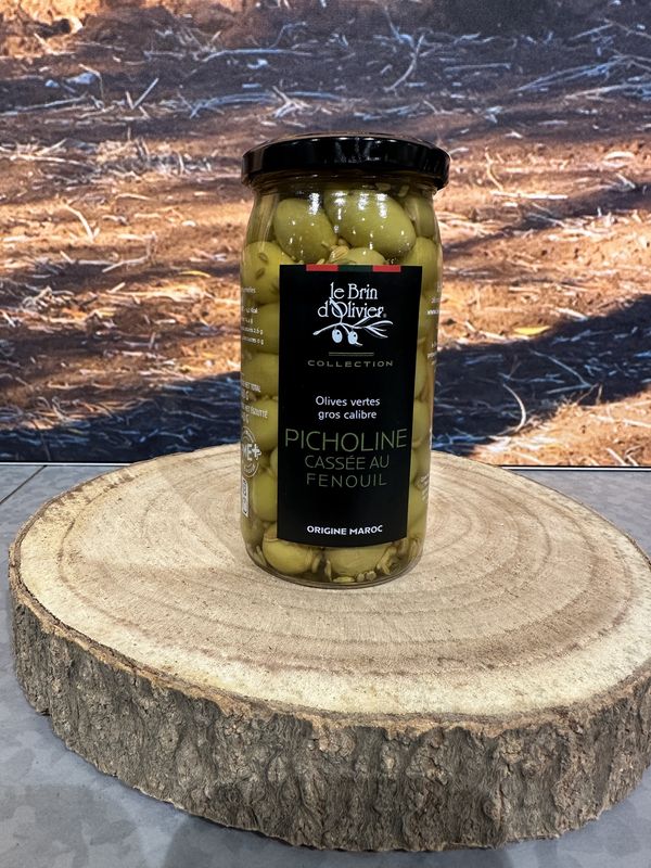 Olives vertes Picholine cassée au fenouil 360g