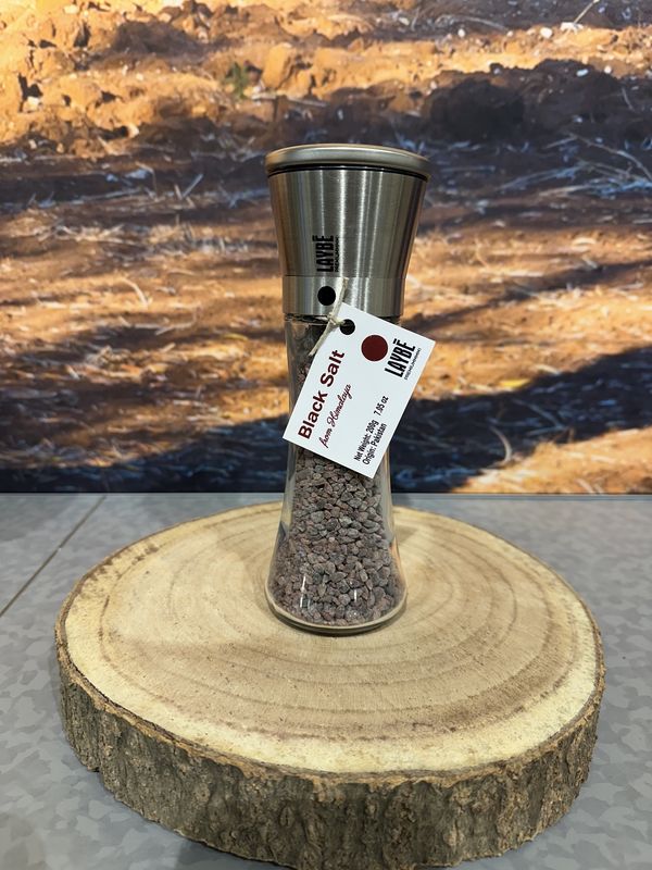 Molen met Zwart Himalaya zout (Kala Namak) 200g Molen met Zwart Himalaya zout (Kala Namak) 200g