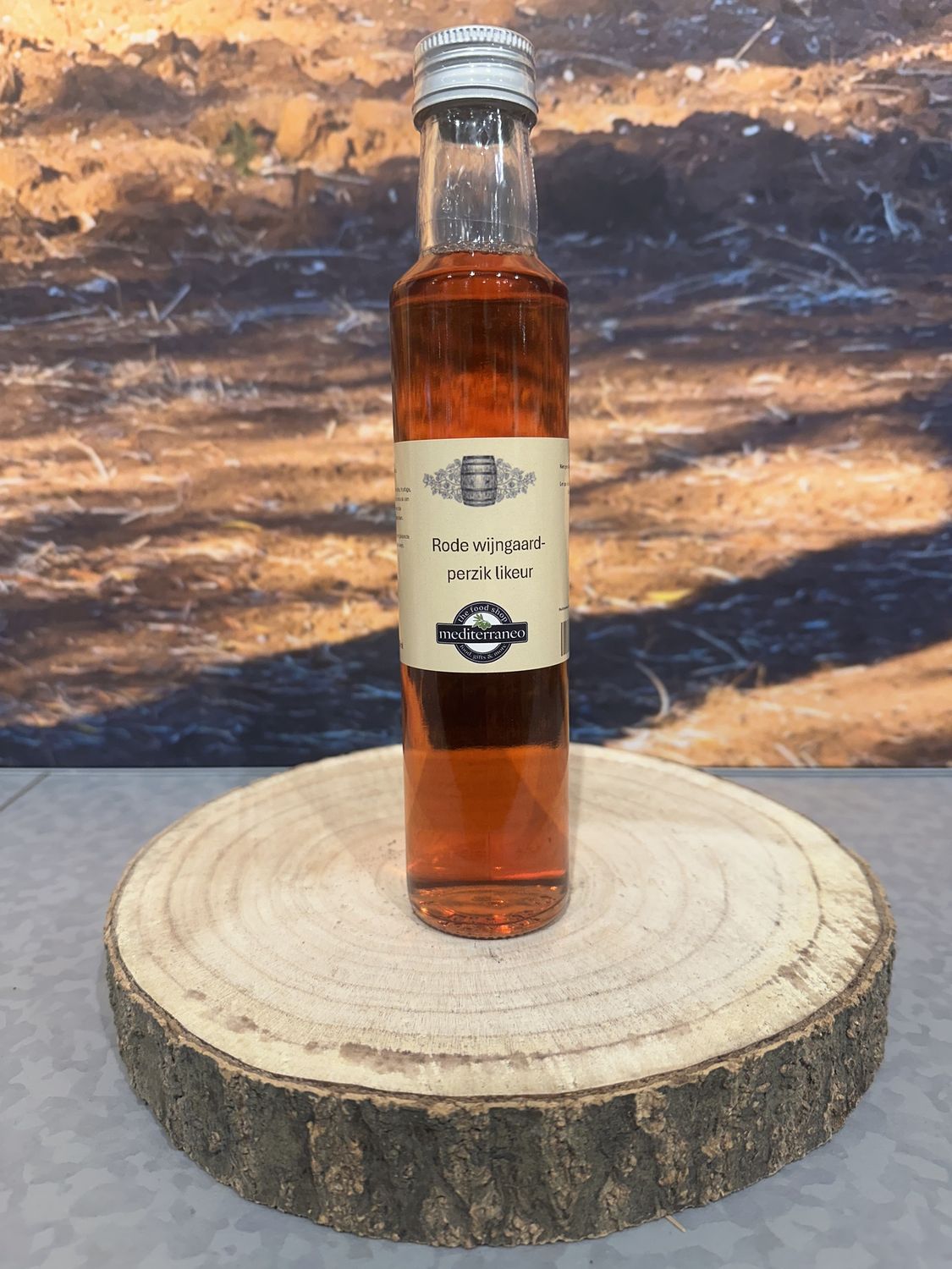Rode wijngaardperzik likeur + fles 250ml
