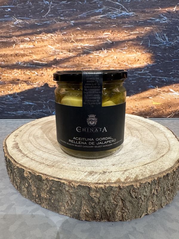 Gordal olijven gevuld met jalapeño pepers180g