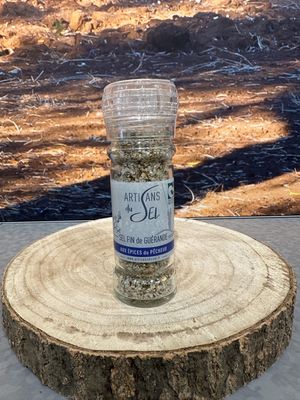 Moulin sel fin de Guérande aux épices du pêcheur 80g