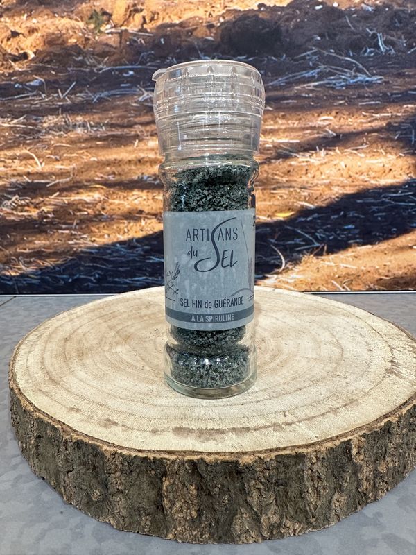Moulin sel fin de Guérande à la spiruline 80g Moulin sel fin de Guérande à la spiruline 80g