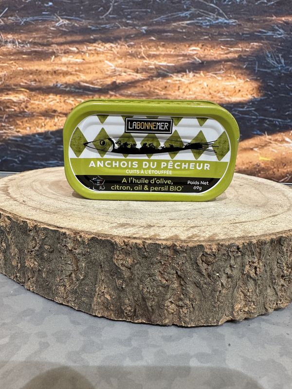 Anchois de Pêcheur a l'huile d'olive, citron, ail et persil 69g