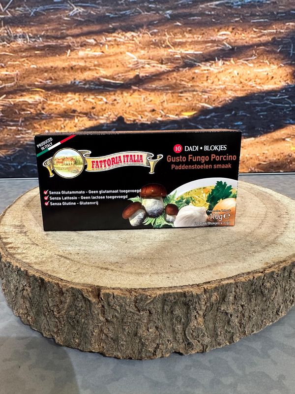 Dado da Brodo Gusto Funghi Porcini 110g (bouillonblokjes Eekhoorntjesbrood) Dado da Brodo Gusto Funghi Porcini 110g (bouillonblokjes Eekhoorntjesbrood)