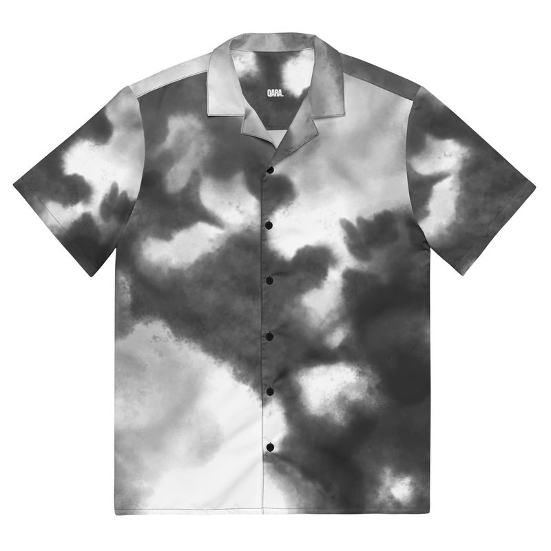 ⚪ Qara Oversized Button Shirt – Lunar Smudge