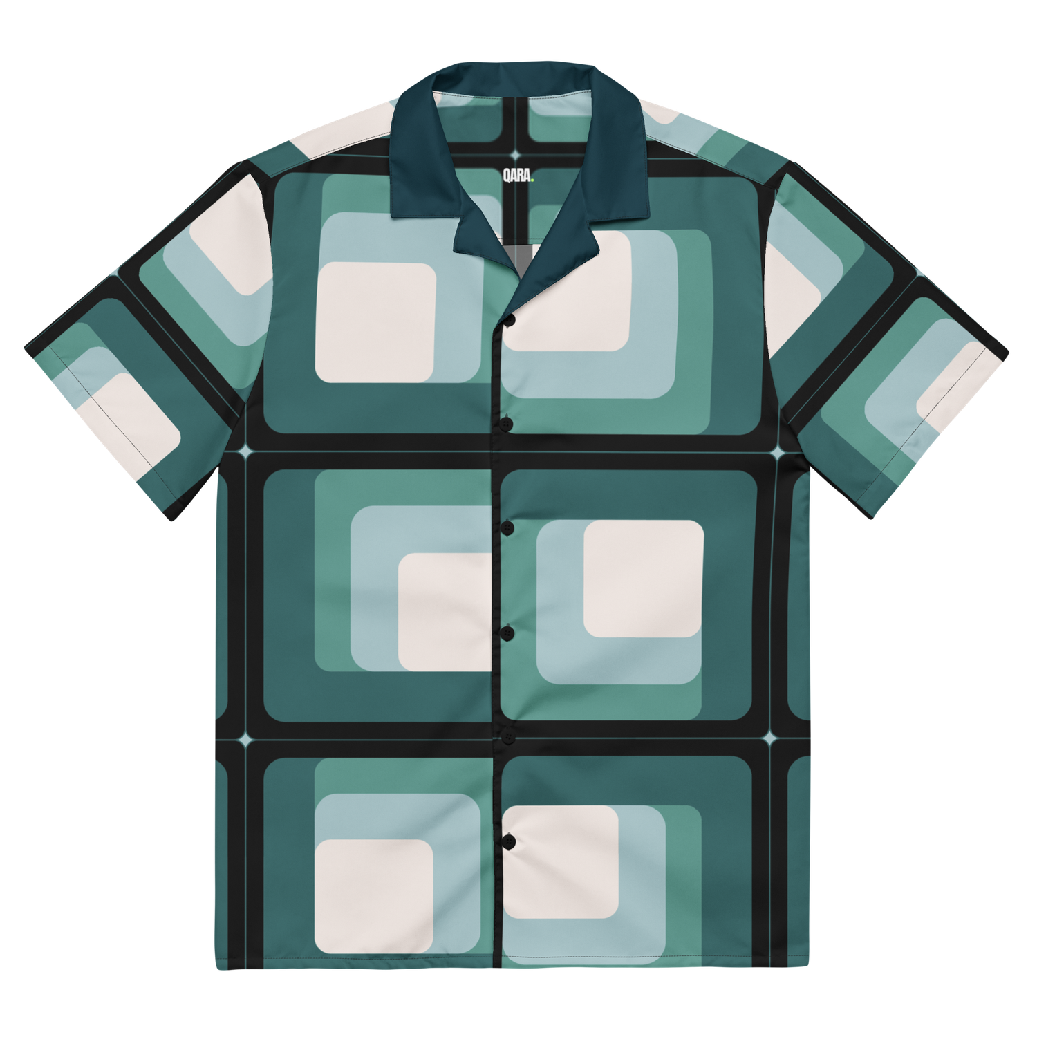 🟢 Qara Oversized Button Shirt – Jade Circuit