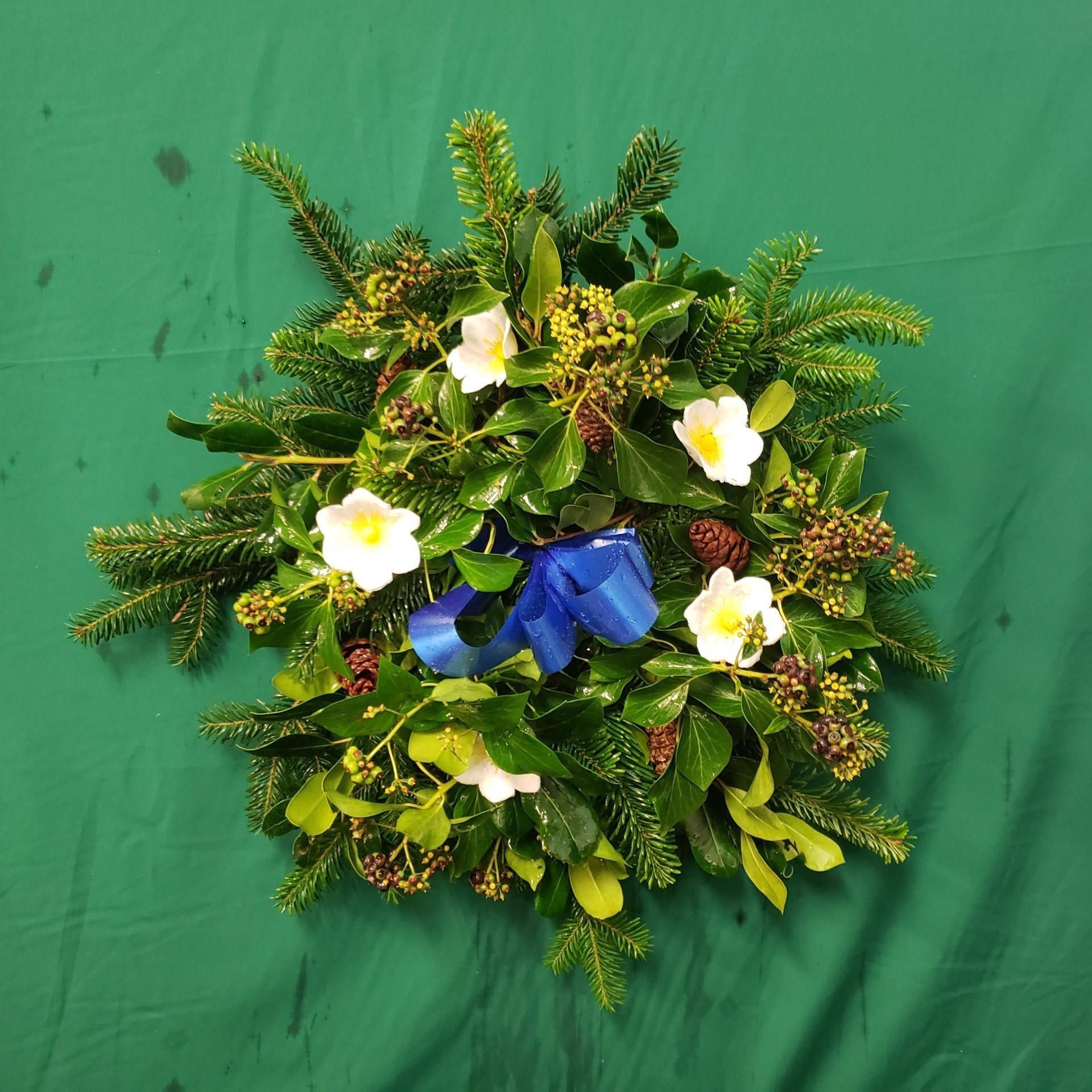 Traditional Holly Wreath Fresh foliage with plastic flowers