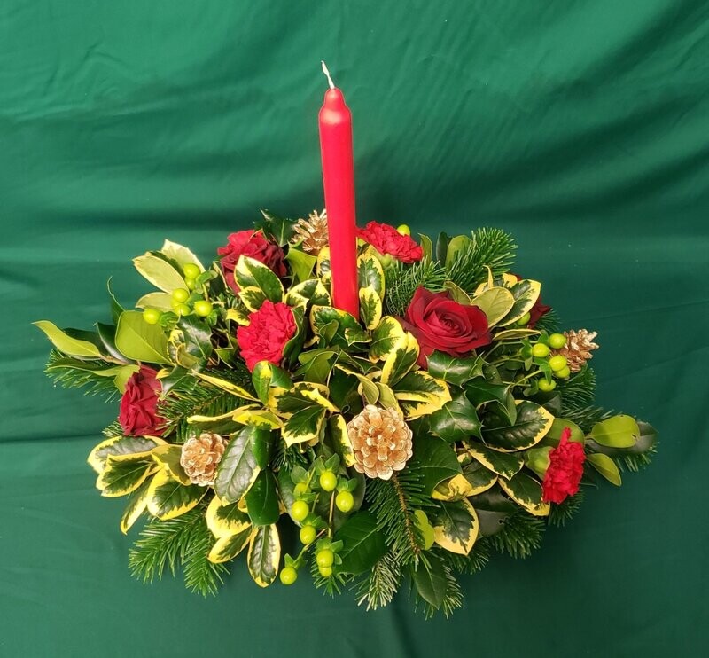 Christmas  table Arrangements with candle For local delivery