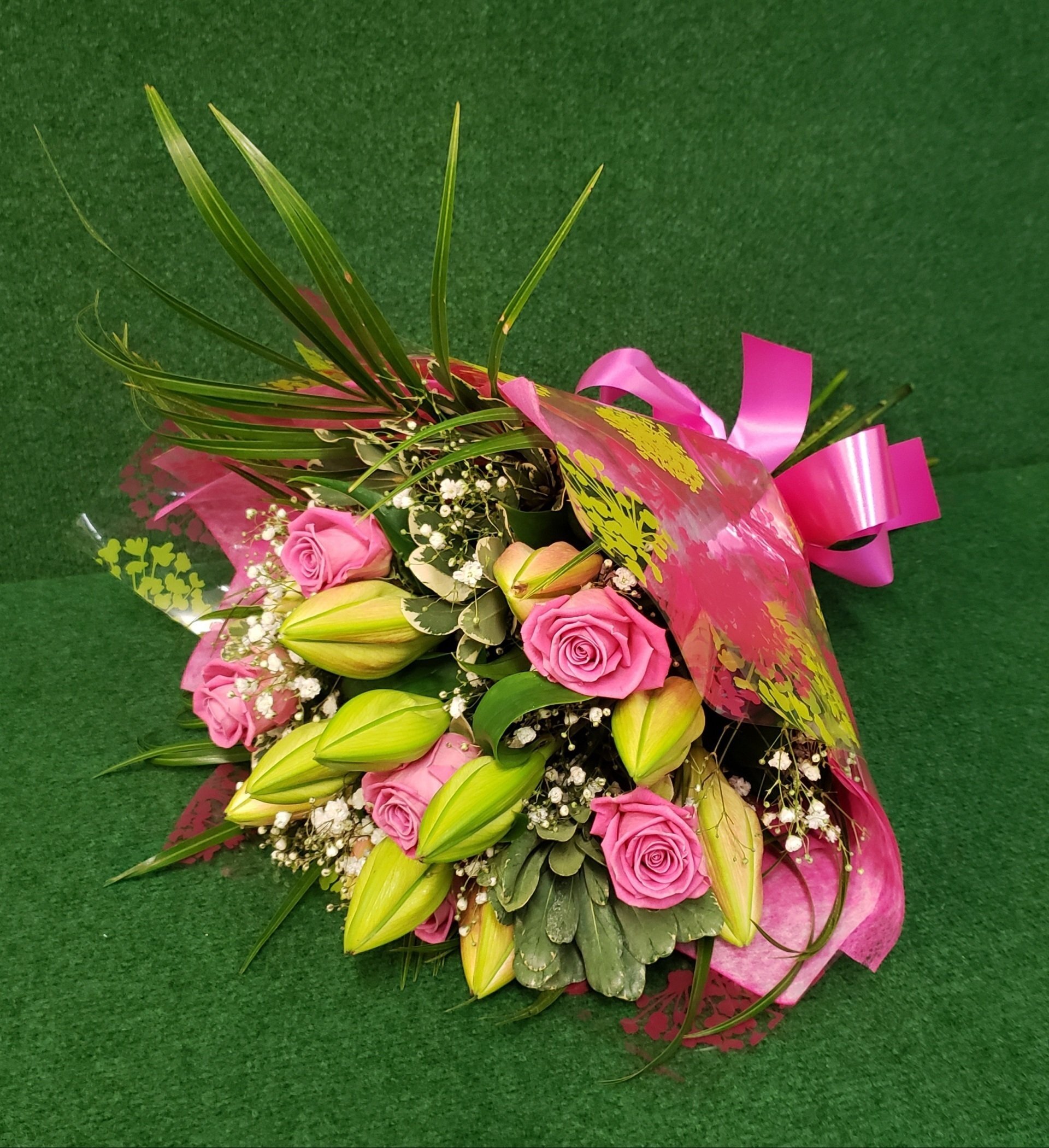 Hand tied Lily and rose Bouquet for Local delivery starting from £57.50