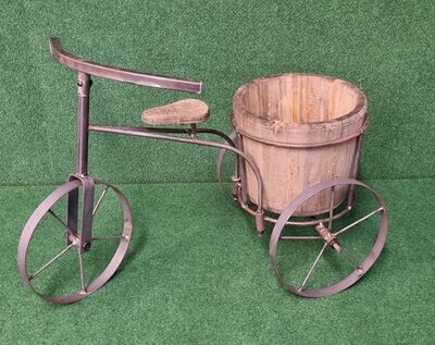 60 cm Large metal tricycle wooden planter
