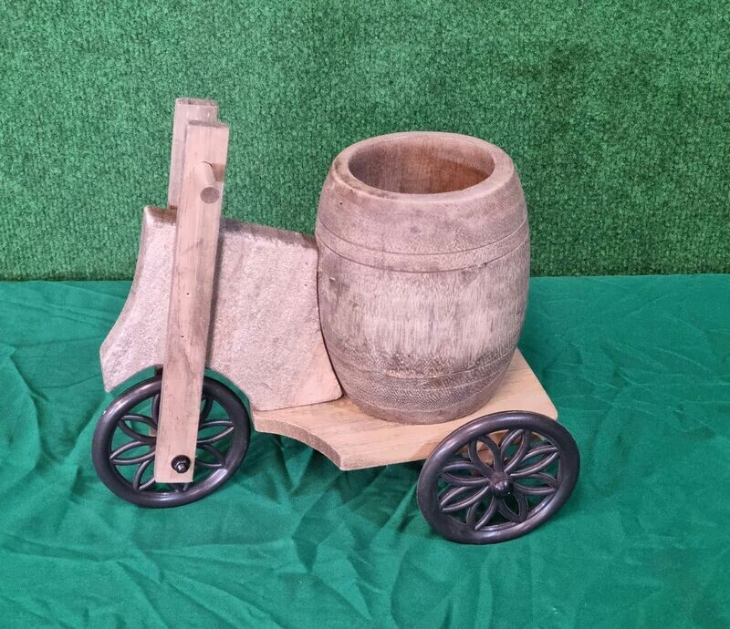 35cm Wooden Barrel Trike Planter