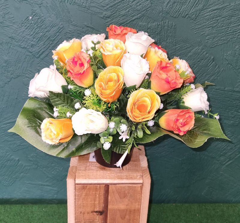 Artificial Floral Head Stone Arrangement