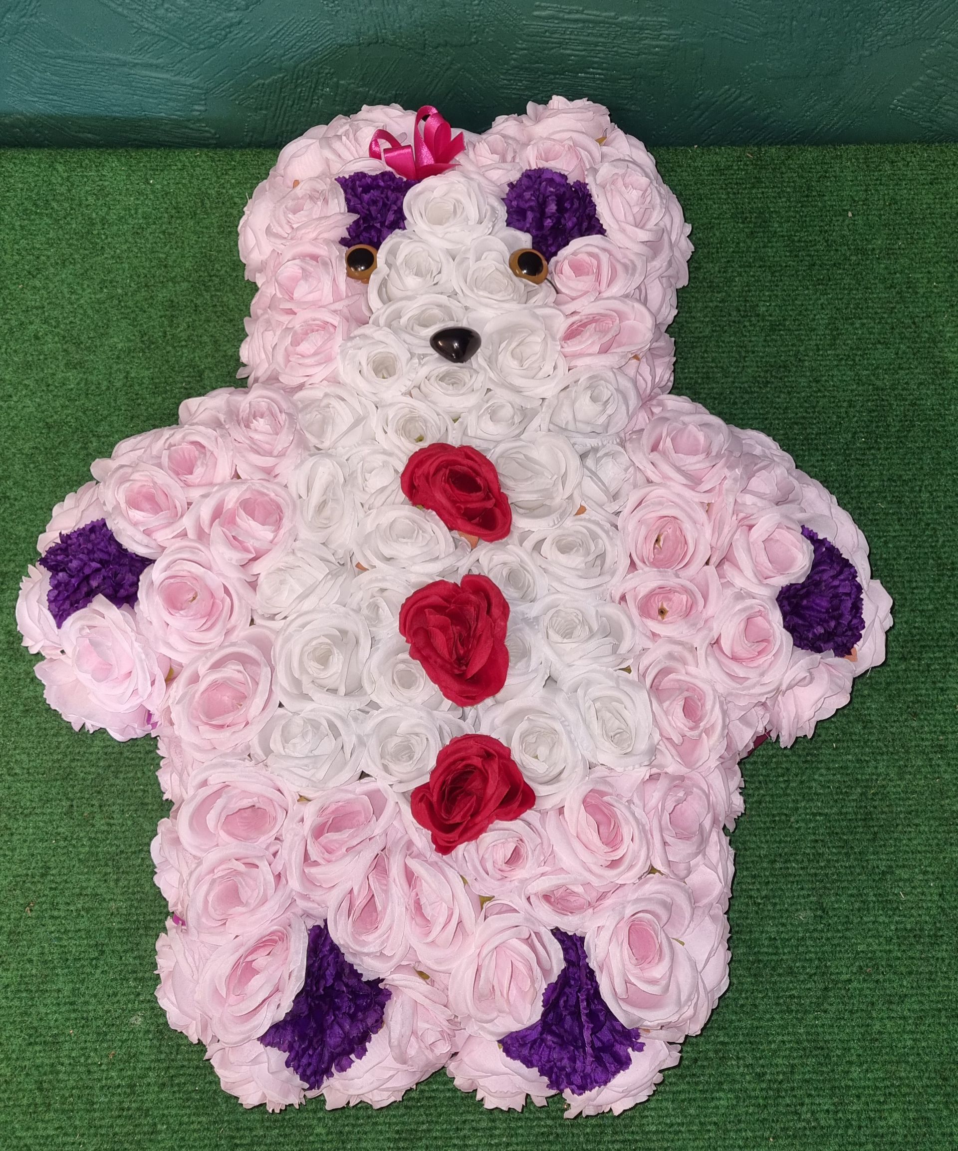 Artificial Pink Standing Teddy Bear Tribute