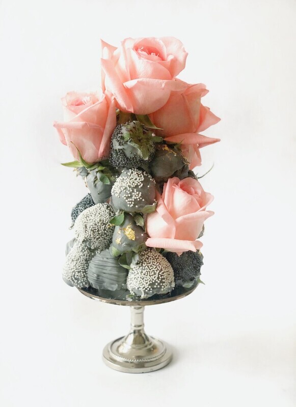 Chocolate Covered Strawberry and Floral Mini Tower