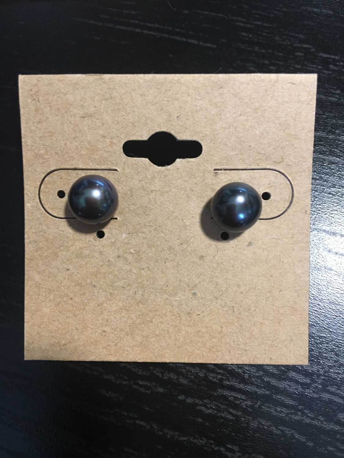 Blue-Black Stud Earrings 8-8.5mm