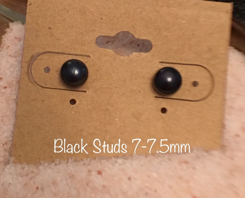 Black Stud Earrings 7-8mm