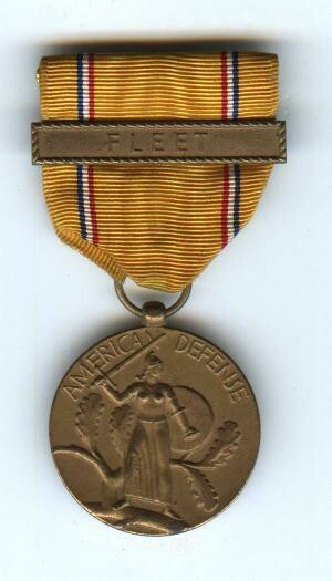 American Defense Medal w/Fleet Bar