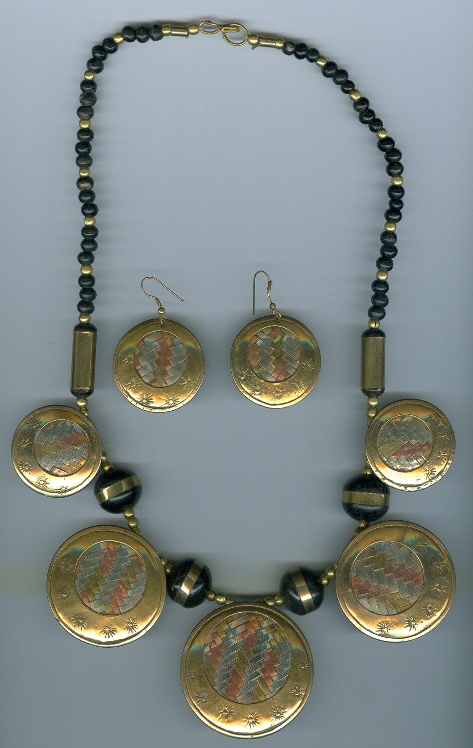 Brass &amp; Copper Necklace W/Earrings