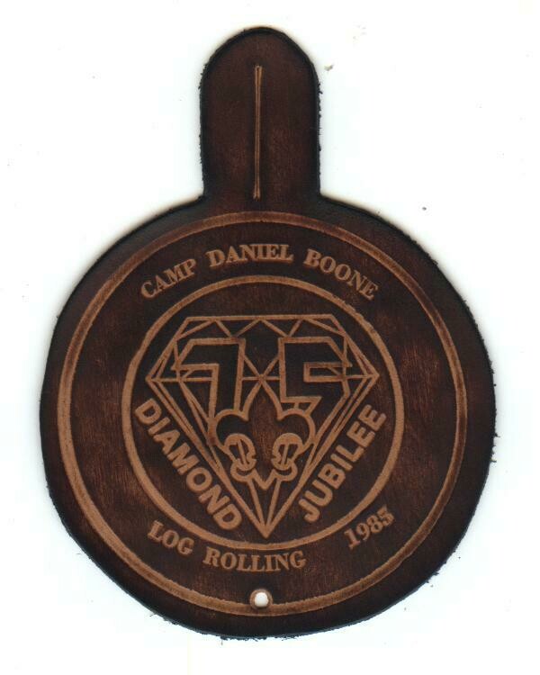 Camp Daniel Boone Log Rolling Leather Pocket Patch-1985