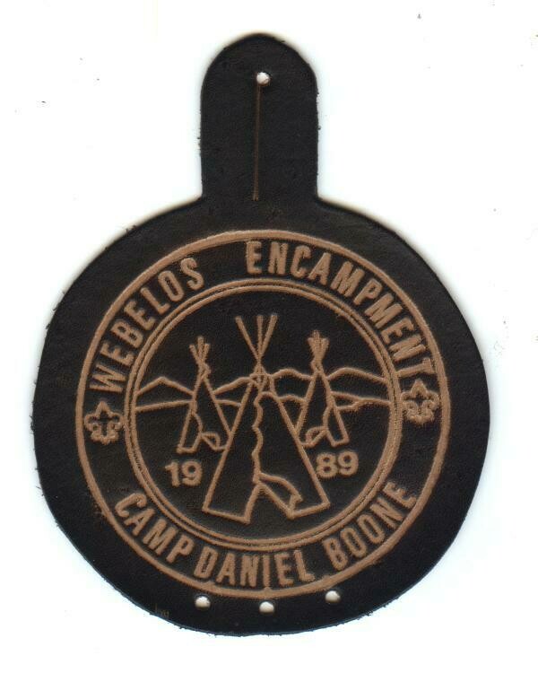 Camp Daniel Boone Weblos Encampment Leather Pocket Patch-1989