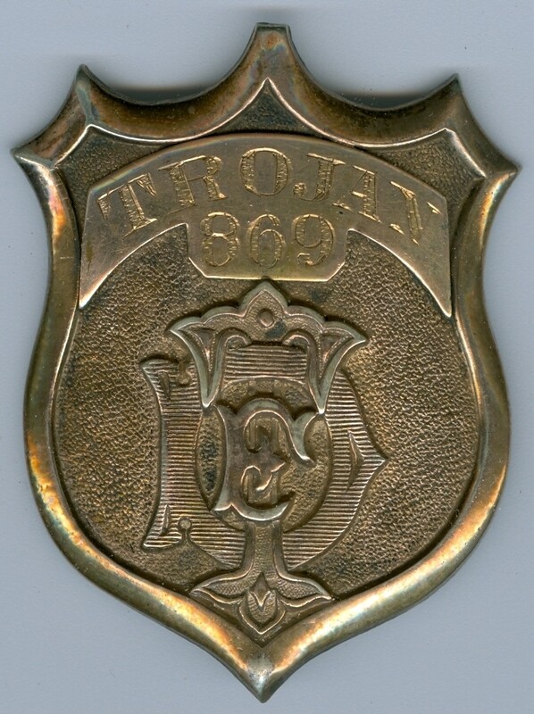 Troy NY Fire Department Badge, PB, 1880&#39;s
