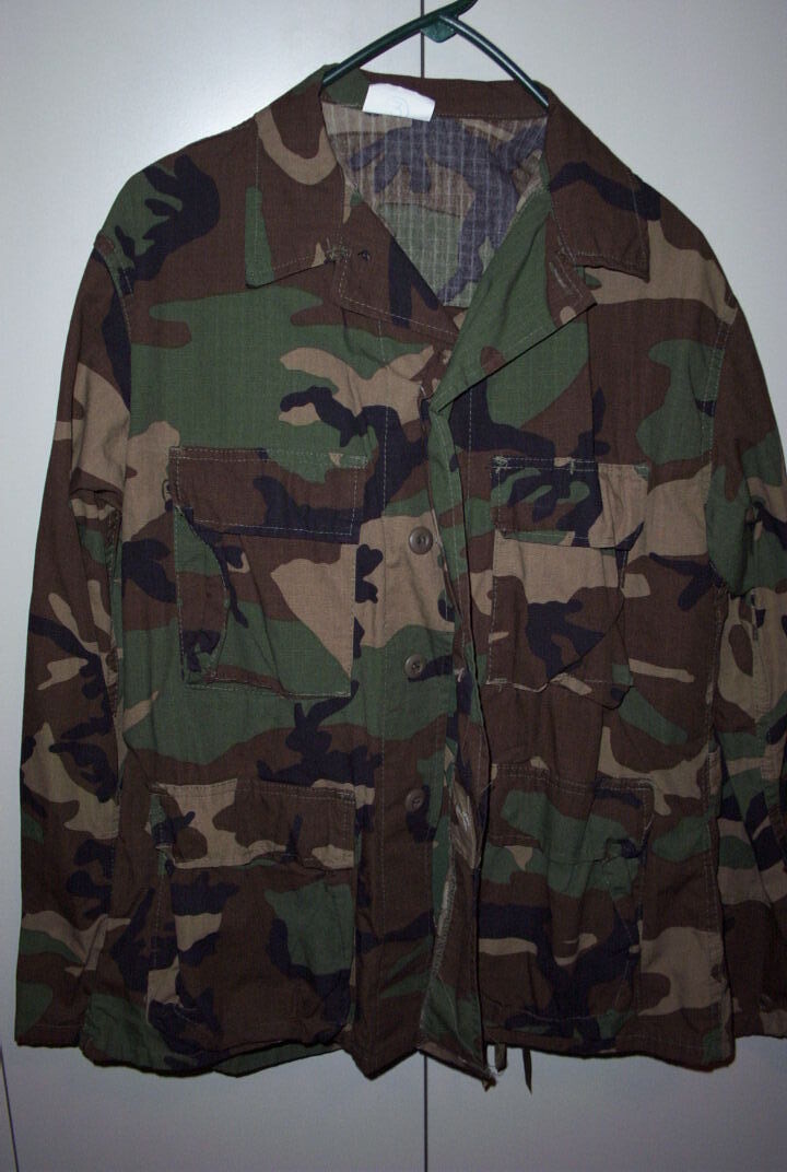 Army BDU Shirt LS-Rip Stop-Woodland Camouflage