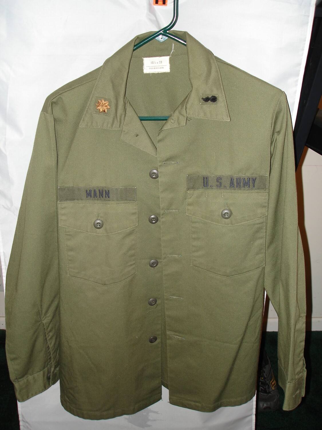 Army OD LS Shirt-Major/Ordnance Corps