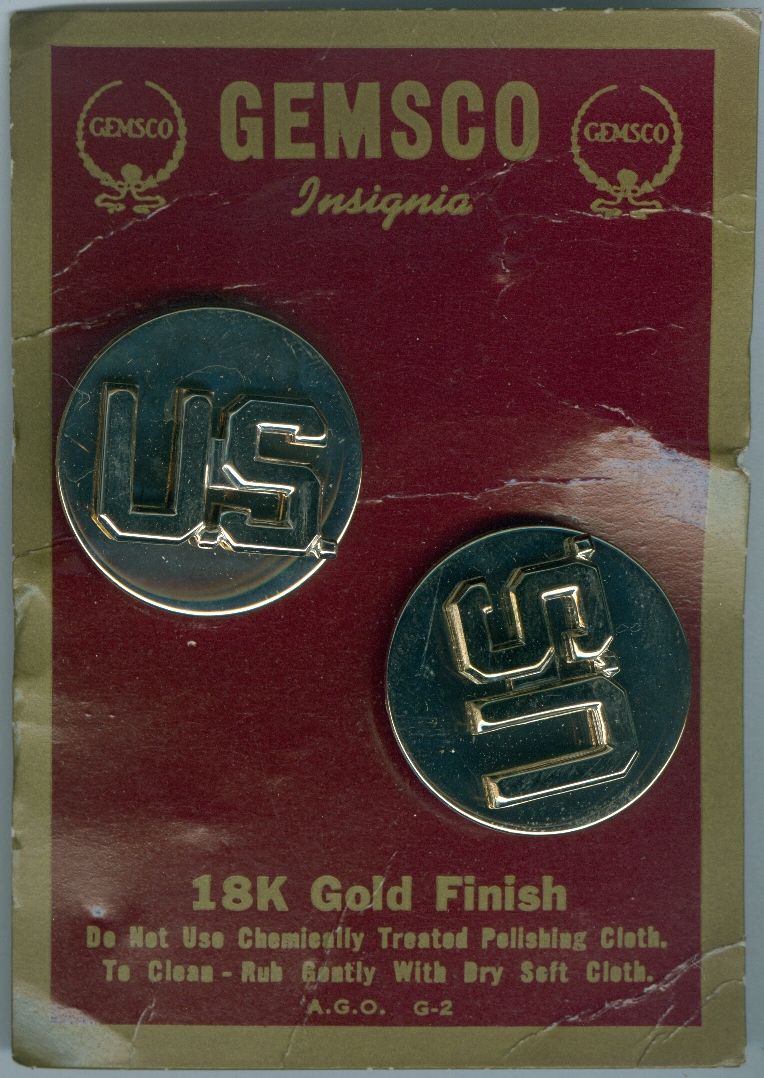 US Army US Insignia-2 piece-Flat-Gold Set (Gemsco)
