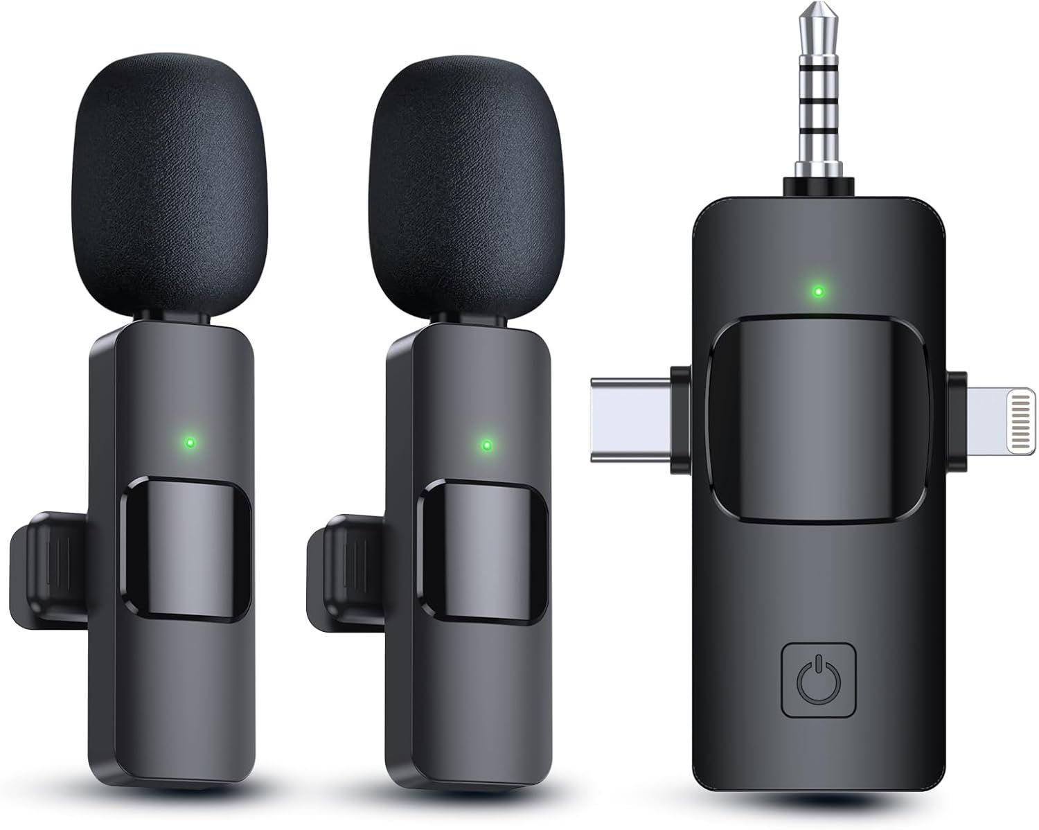 Rechargeable 3 in 1 Wireless Lavalier Microphones