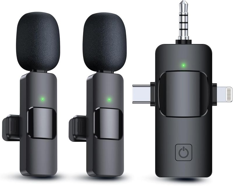 Rechargeable 3 in 1 Wireless Lavalier Microphones