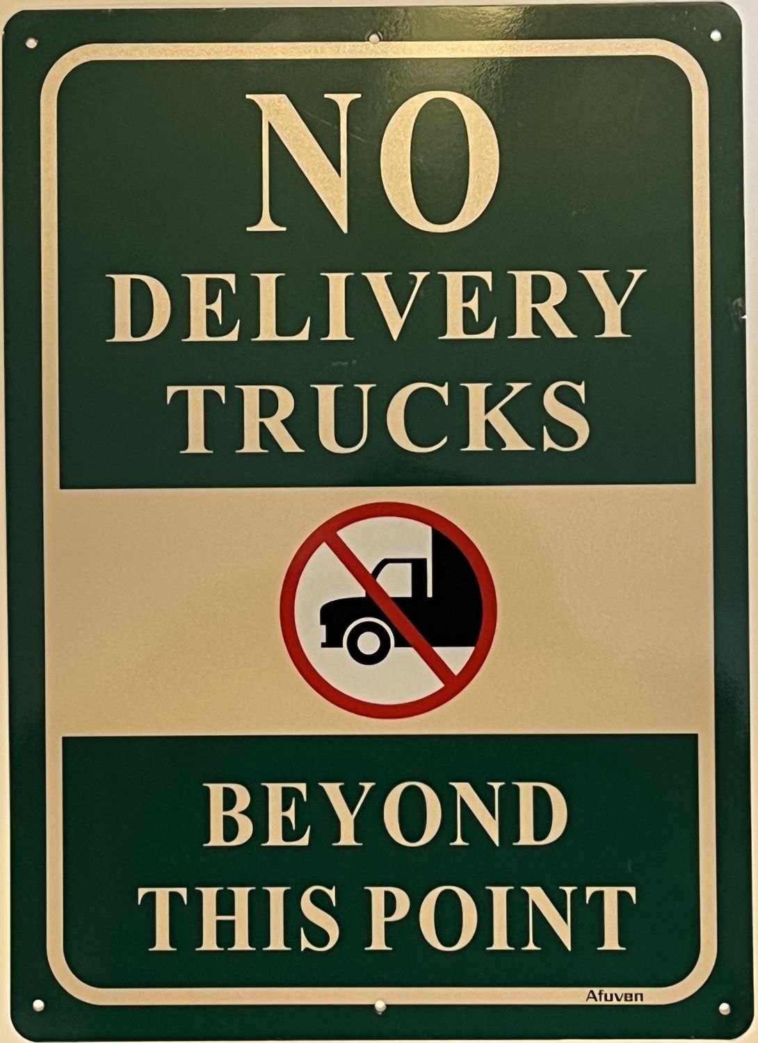 No Delivery Trucks Beyond This Point Sign-14&quot;x10&quot;-Metal