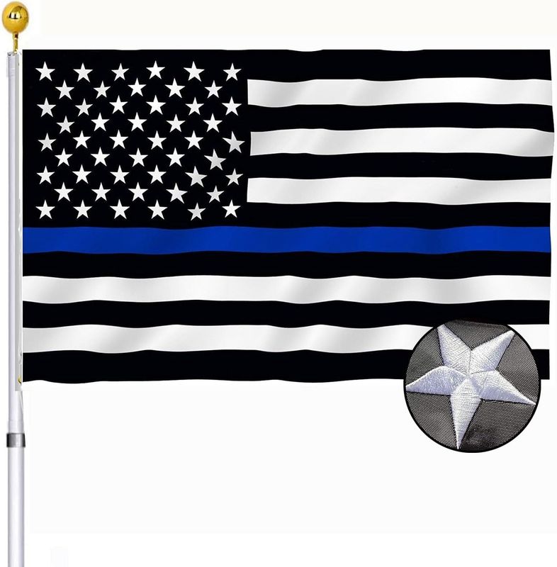 Thin Blue Line Embroidered Flag-3&#39;x5&#39;