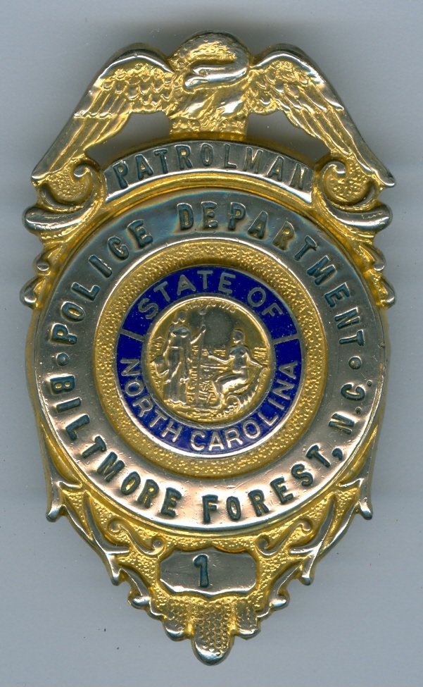 Biltmore Forest, NC Police Badge, #1, 1960&#39;s, (Obsolete)