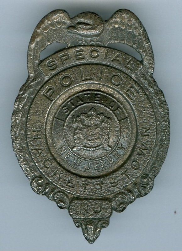 Hackettstown, NJ Special Police Hat Badge, SB, 1940&#39;s (Obsolete)