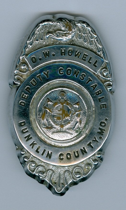 Dunklin County, MO Deputy Constable Badge, PB, Named, 1960&#39;s (Obsolete)