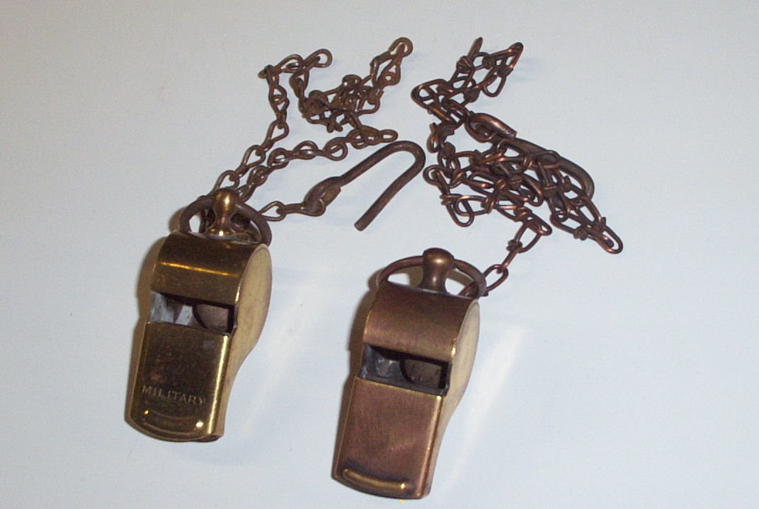 Brass Military Whistle W/Chain