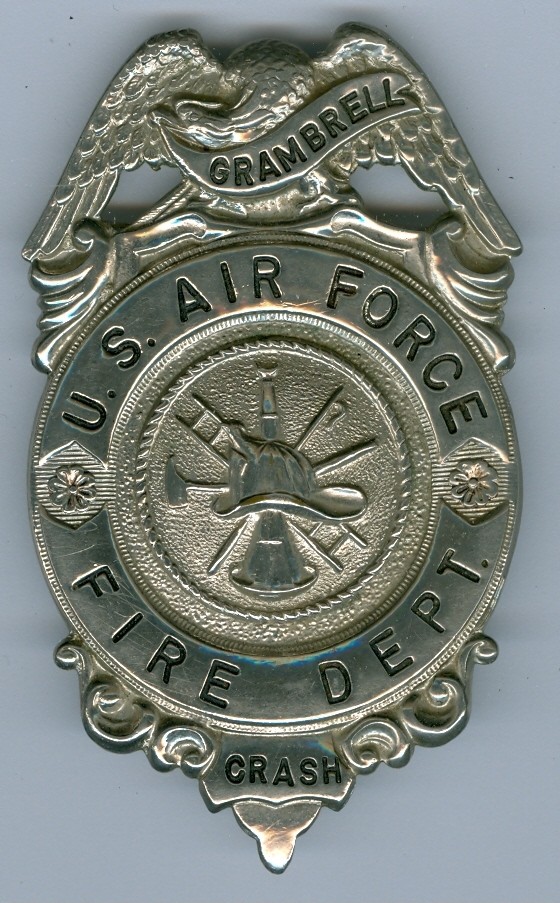 US Air Force Fire Department Badge, PB, Named (Obsolete)
